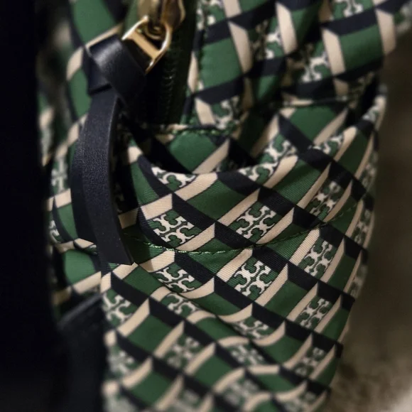Tory Burch Green Patterned Backpack - Picture 3 of 6